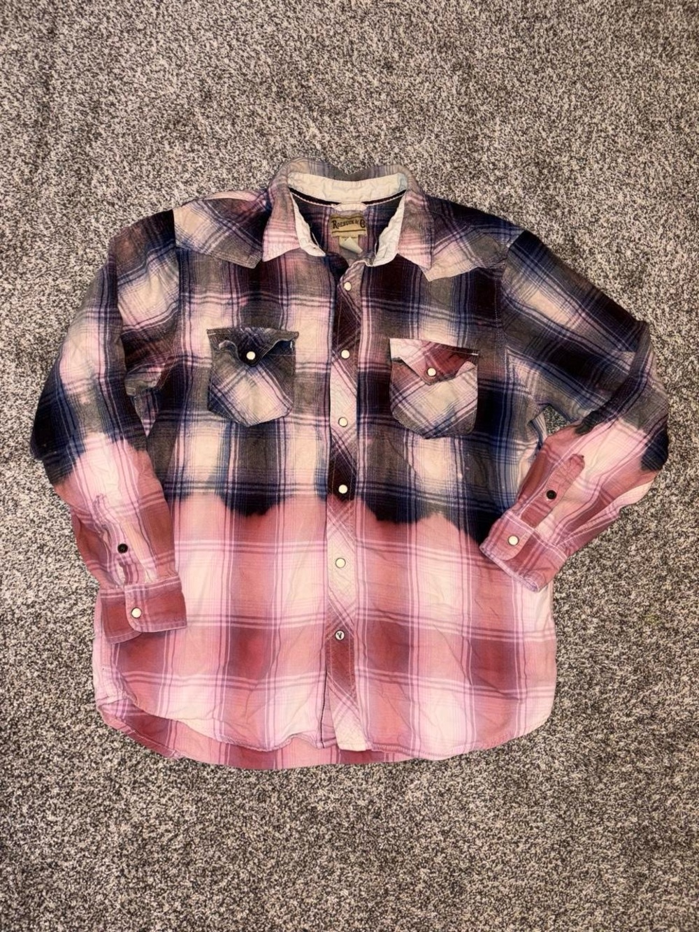Vintage flannel shirt with a grunge tie dye design